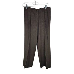 Anne Klein New York Wool Lined Pants 10P Brown Zip Front Professional